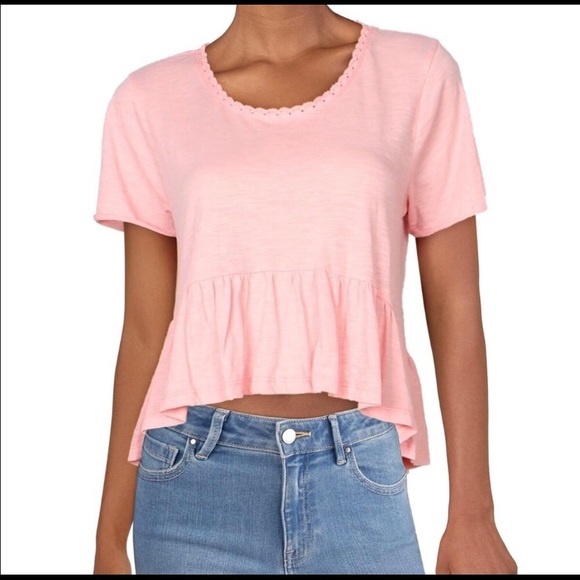 NEW Vanilla Star Pink Peplum Top - Picture 2 of 5